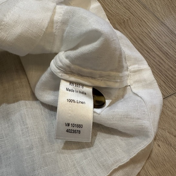 Women's 100% Linen Jacket Sz 14 Large Ivory Button Up Oversized Lagenlook - Picture 6 of 9